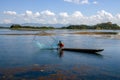 Traditional fishing method of loktak lake manipur Royalty Free Stock Photo